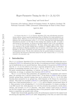 Hyper-Parameter Tuning for the (1+(λ,λ)) GA