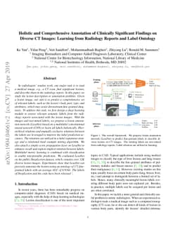 Holistic and Comprehensive Annotation of Clinically Significant Findings
  on Diverse CT Images: Learning from Radiology Reports and Label Ontology