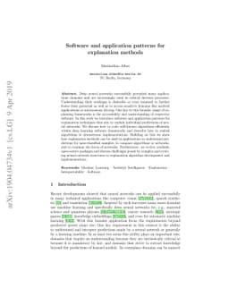 Software and application patterns for explanation methods