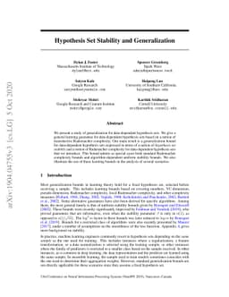 Hypothesis Set Stability and Generalization
