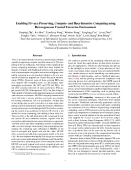 Enabling Privacy-Preserving, Compute- and Data-Intensive Computing using
  Heterogeneous Trusted Execution Environment