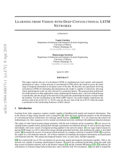 Learning from Videos with Deep Convolutional LSTM Networks