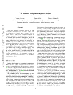 On zero-shot recognition of generic objects