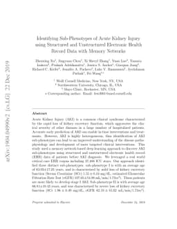 Identifying Sub-Phenotypes of Acute Kidney Injury using Structured and
  Unstructured Electronic Health Record Data with Memory Networks