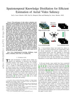 Spatiotemporal Knowledge Distillation for Efficient Estimation of Aerial
  Video Saliency