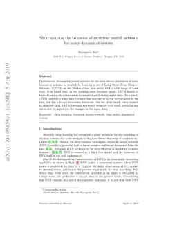 Short note on the behavior of recurrent neural network for noisy
  dynamical system