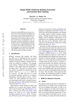 Simple BERT Models for Relation Extraction and Semantic Role Labeling