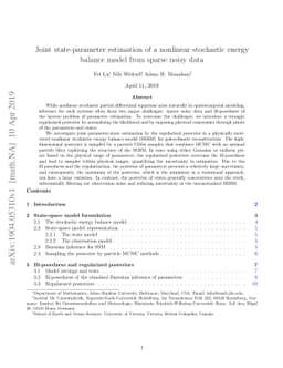 Joint state-parameter estimation of a nonlinear stochastic energy
  balance model from sparse noisy data