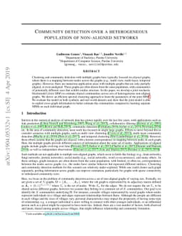 Community detection over a heterogeneous population of non-aligned
  networks