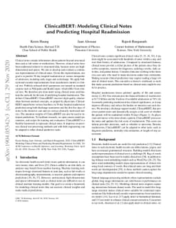ClinicalBERT: Modeling Clinical Notes and Predicting Hospital
  Readmission