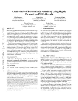 Cross-Platform Performance Portability Using Highly Parametrized SYCL
  Kernels