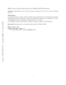 Scanner Invariant Representations for Diffusion MRI Harmonization