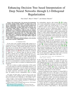 Enhancing Decision Tree based Interpretation of Deep Neural Networks
  through L1-Orthogonal Regularization
