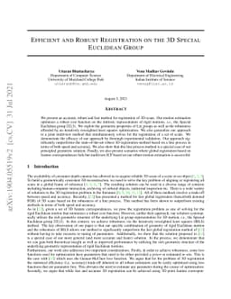 Efficient and Robust Registration on the 3D Special Euclidean Group