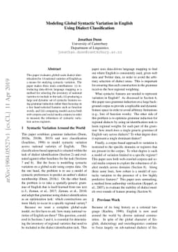 Modeling Global Syntactic Variation in English Using Dialect
  Classification