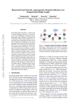 Recurrent Event Network: Autoregressive Structure Inference over
  Temporal Knowledge Graphs