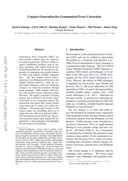 Corpora Generation for Grammatical Error Correction