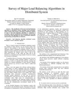 Survey of Major Load Balancing Algorithms in Distributed System