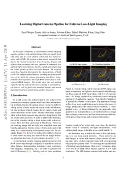 Learning Digital Camera Pipeline for Extreme Low-Light Imaging