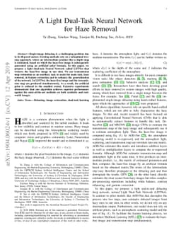 A Light Dual-Task Neural Network for Haze Removal