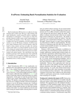 EvalNorm: Estimating Batch Normalization Statistics for Evaluation