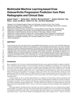 Multimodal Machine Learning-based Knee Osteoarthritis Progression
  Prediction from Plain Radiographs and Clinical Data