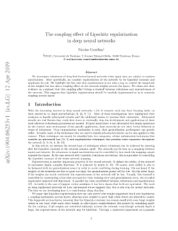 The coupling effect of Lipschitz regularization in deep neural networks