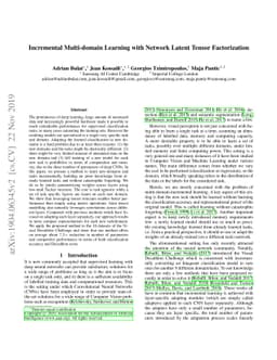 Incremental multi-domain learning with network latent tensor
  factorization