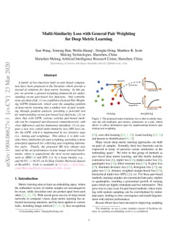 Multi-Similarity Loss with General Pair Weighting for Deep Metric
  Learning
