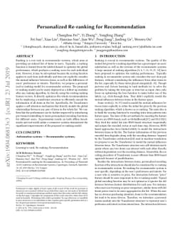 Personalized Re-ranking for Recommendation