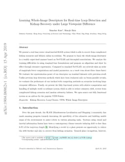 Learning Whole-Image Descriptors for Real-time Loop Detection andKidnap
  Recovery under Large Viewpoint Difference