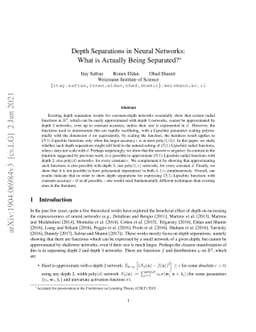 Depth Separations in Neural Networks: What is Actually Being Separated?