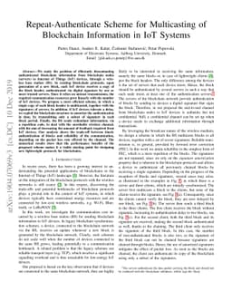 Repeat-Authenticate Scheme for Multicasting of Blockchain Information in
  IoT Systems
