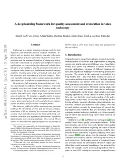 A deep learning framework for quality assessment and restoration in
  video endoscopy