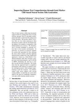 Improving Human Text Comprehension through Semi-Markov CRF-based Neural
  Section Title Generation