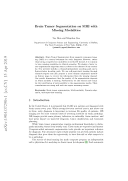 Brain Tumor Segmentation on MRI with Missing Modalities