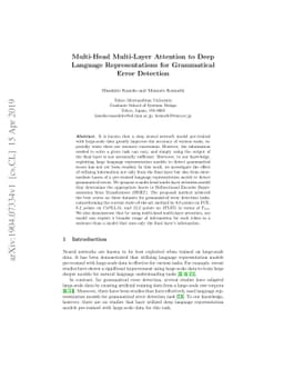 Multi-Head Multi-Layer Attention to Deep Language Representations for
  Grammatical Error Detection