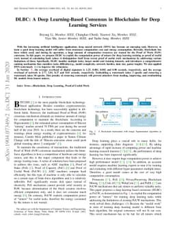 DLBC: A Deep Learning-Based Consensus in Blockchains for Deep Learning
  Services