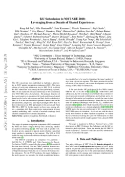 I4U Submission to NIST SRE 2018: Leveraging from a Decade of Shared
  Experiences