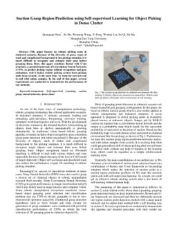 Suction Grasp Region Prediction using Self-supervised Learning for
  Object Picking in Dense Clutter