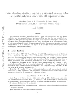 Point cloud registration: matching a maximal common subset on
  pointclouds with noise (with 2D implementation)