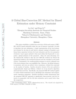 A Global Bias-Correction DC Method for Biased Estimation under Memory
  Constraint