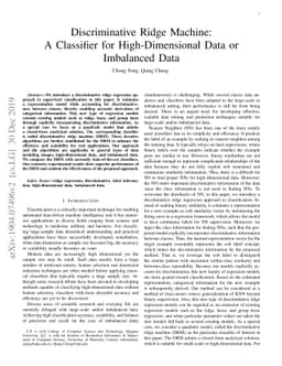 Discriminative Ridge Machine: A Classifier for High-Dimensional Data or
  Imbalanced Data