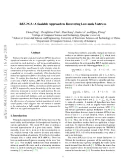 RES-PCA: A Scalable Approach to Recovering Low-rank Matrices