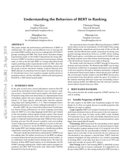 Understanding the Behaviors of BERT in Ranking
