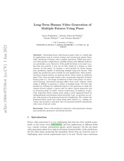 Long-Term Human Video Generation of Multiple Futures Using Poses