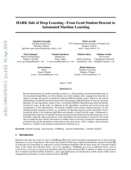 HARK Side of Deep Learning -- From Grad Student Descent to Automated
  Machine Learning