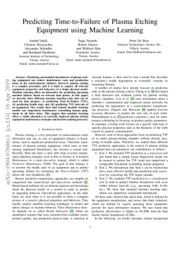 Predicting Time-to-Failure of Plasma Etching Equipment using Machine
  Learning