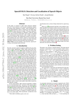 SpeechYOLO: Detection and Localization of Speech Objects