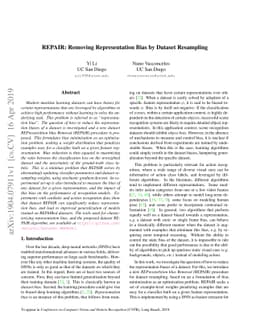 REPAIR: Removing Representation Bias by Dataset Resampling